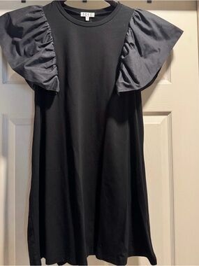 TCEC Black Midi Dress with Statement Ruffle Sleeves